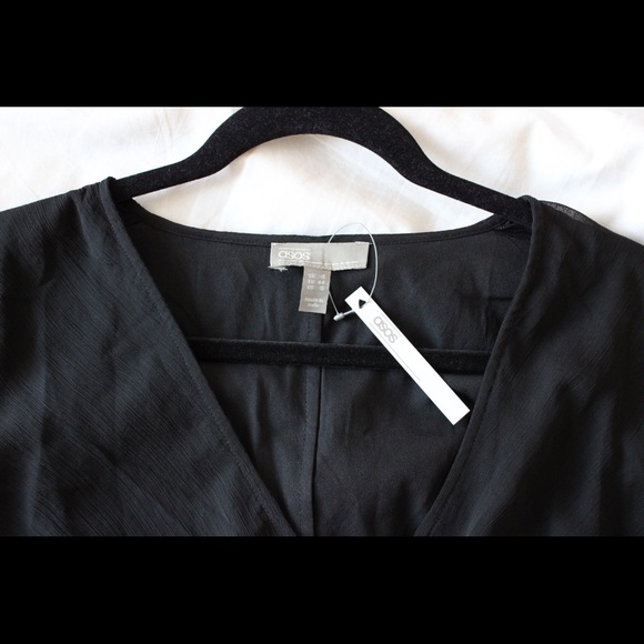 Black Short Wrap Dress - Picture 2 of 3